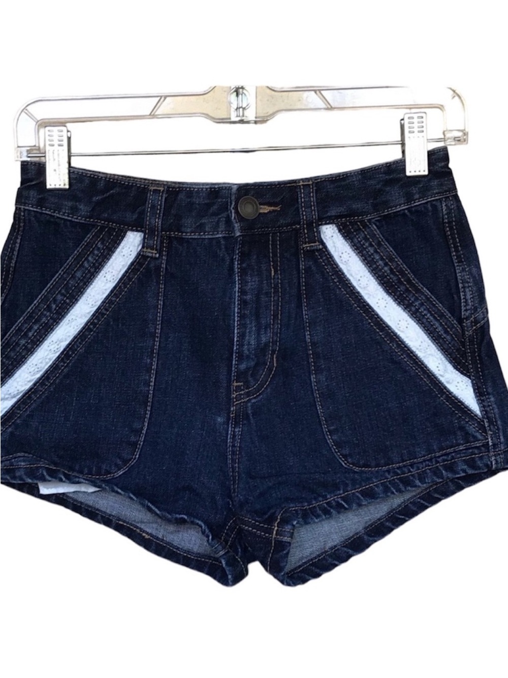 Free People Lace Up Denim Jean Zip Up Shorts Size 24
